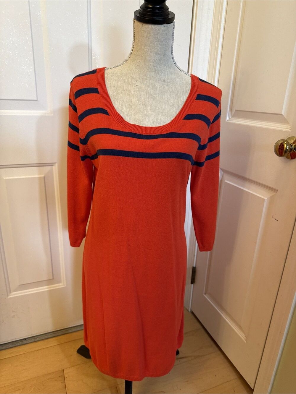 ORANGE OLD NAVY Sweatshirt Dress longsleeved striped cotton Womens Size L